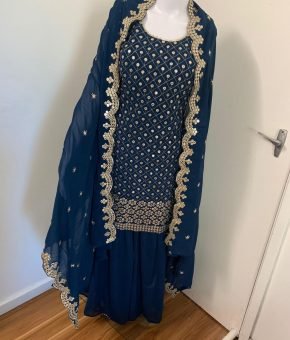 Navy Blue sharara suit in  georgette  size 40
