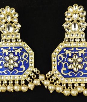 Kundan Earring Meenakari - Blue