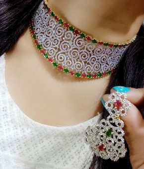 American Diamond Necklace with Earrings