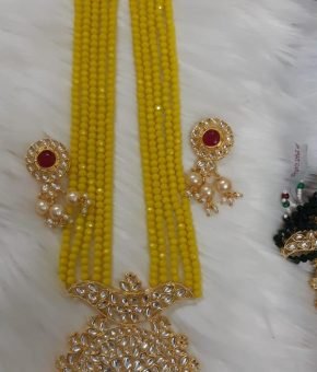 Kundan Long Necklace Yellow