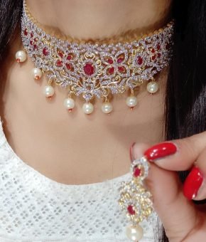 American Diamond Necklace with Earrings
