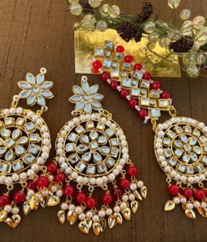 Oversized Kundan Earrings Set