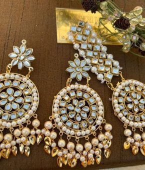 Oversized Kundan Earrings Set