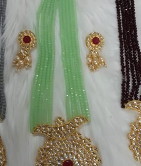 Kundan Long Necklace pista colour