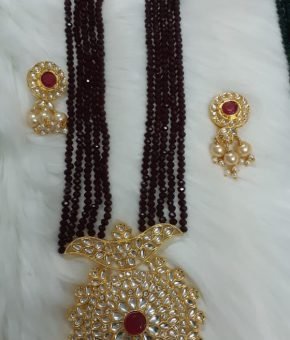 Kundan Long Necklace Black
