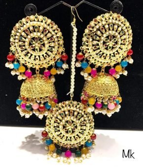 Jadau oversized Earrings Tikka  Set